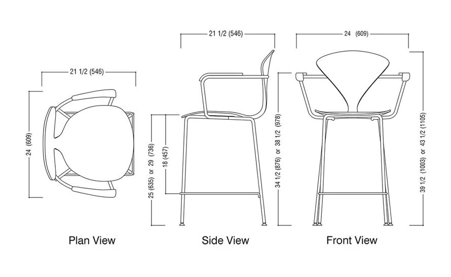 Cherner Metal Leg Stool With Arms 7 Cherner Metal Leg Stool With Arms - Image 5