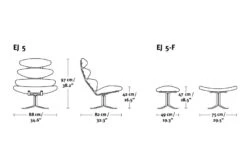 Poul Volther Ej5 Corona Chair & Ottoman -Chair Sales ej5 corona chair ej5f ottoman poul volther erik jorgensen 3