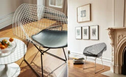 Bertoia Small Diamond Chair Two Tone With Seat Cushion -Chair Sales harry bertoia diamond chair two tone knoll 6