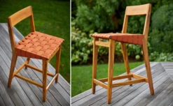 Jens Risom Outdoor Stool With Wood Back -Chair Sales jens risom outdoor stool wood back knoll 2
